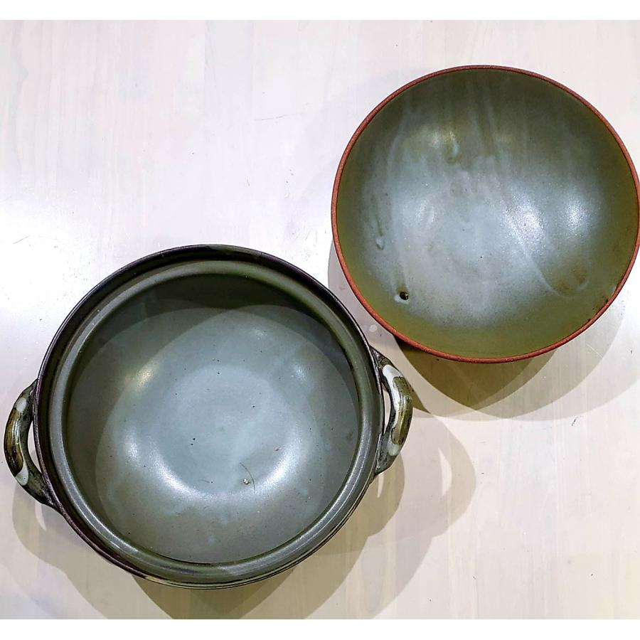 おもち【新品】大きめ土鍋　10号深鍋　緑　ばんこ焼　萬古焼　日本製耐熱陶器 土鍋 (萬古焼) 灰釉窯変 10号 京型鍋 大きい土鍋 大容量 : おいしい