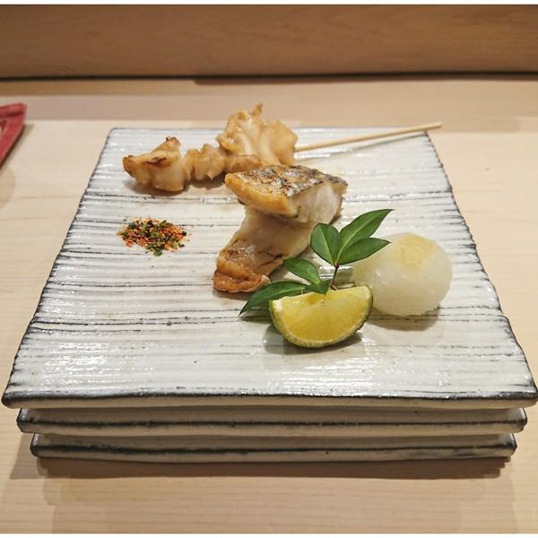 和食器 布志名焼 湯町窯 角 大皿 19.5cm 浪紋濃茶 黄釉 和食器 布志名