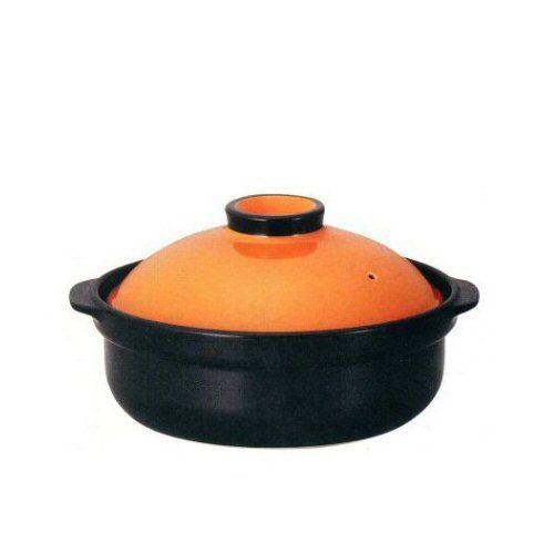 IH対応 土鍋 宴（オレンジ/ブラック）9号 直火OK 4〜5人用サイズ土鍋