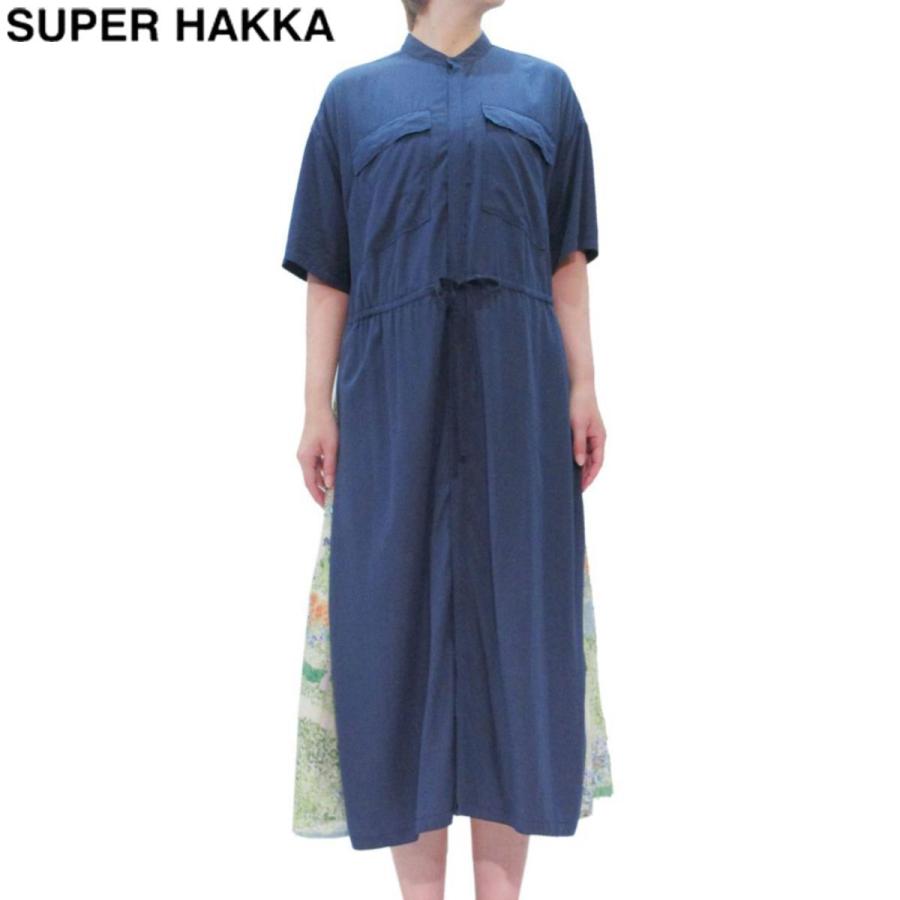 Super Hakka スーパーハッカ 高密度ローン なつのひのさんぽプリントワンピース 前開き レディース 紺 茶 半袖 ミモレ丈 花柄 Oibibio オイビビオ 通販 Yahoo ショッピング