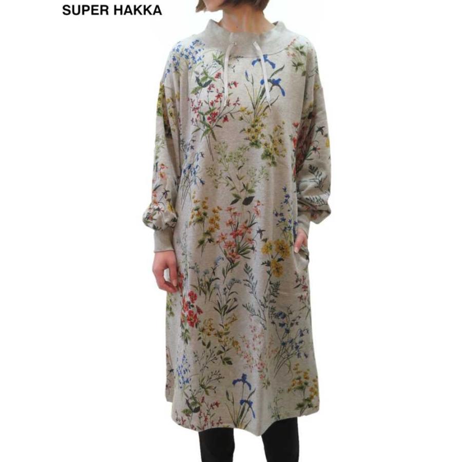 Super Hakka スーパーハッカ 野花の小径プリント裏毛ワンピース 花柄 長袖 Hakka ハッカ Oibibio オイビビオ 通販 Yahoo ショッピング
