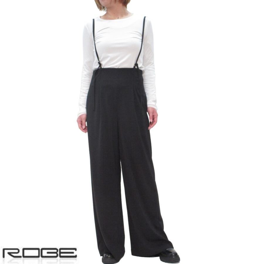 Blue Fronce ブルーフロンセ サスペンダーワイドパンツ ロング レディース ブラック ハイウエスト Robe ローブ Oibibio オイビビオ 通販 Yahoo ショッピング