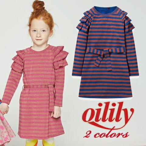 子供服 キッズ 女の子 長袖 ワンピース ラメボーダー ブルー ピンク100 1 130 150 Yf19gdr287 2 かわいい おしゃれ ブランド 人気 オイリリー Yf19gdr287 オイリリー 通販 Yahoo ショッピング