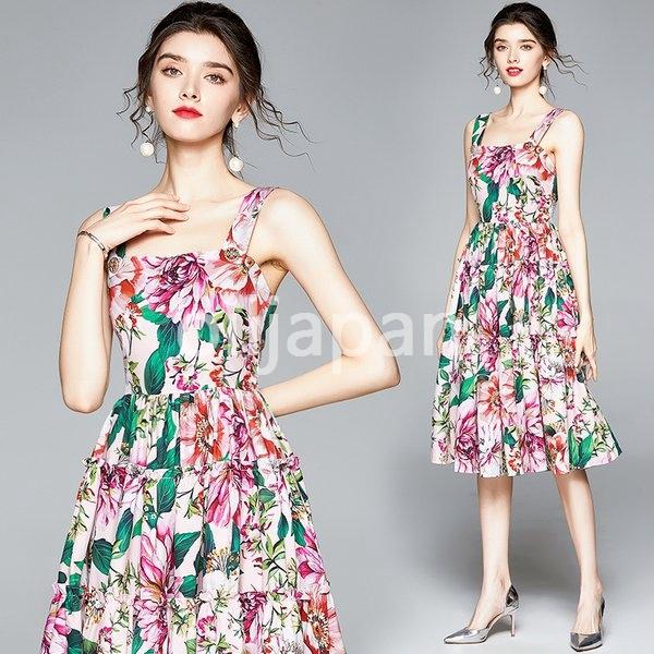 キャミワンピース レディース 花柄ワンピース 夏 コーデ ノースリーブワンピース フラワー Lio 1027olzxm E Maxshop 通販 Yahoo ショッピング