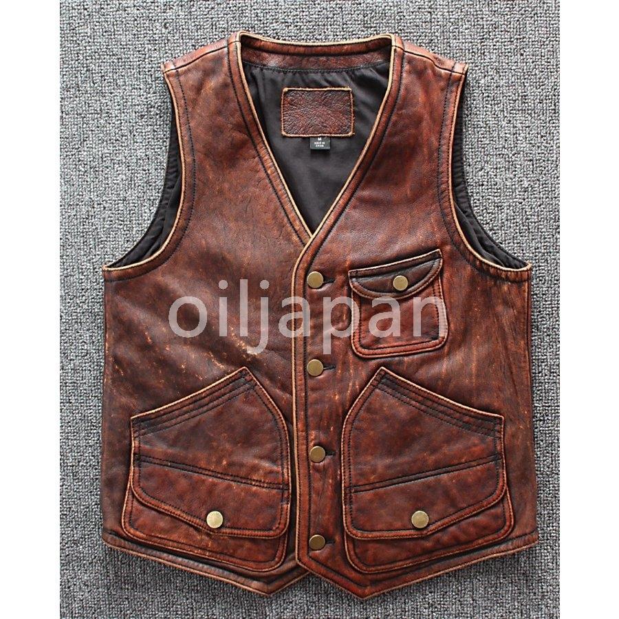 正規通販 レザージャケット 新作品 春新 高級ジャケット メンズファッション ベスト ベストチョッキ ワークウェア レザー スリム ショート アミカーキ オールド レトロ メンズ ジャケット Www Englishfor2day Com