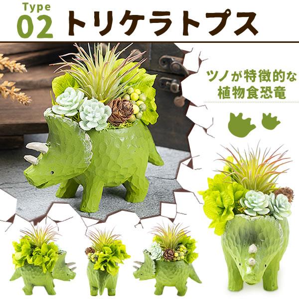 誕生日 プレゼント 子供 女性 ギフト 恐竜 ティラノサウルス トリケラトプス プリザーブドフラワー かわいい 男の子 女の子 50代 60代 70代 | おいもや | 05