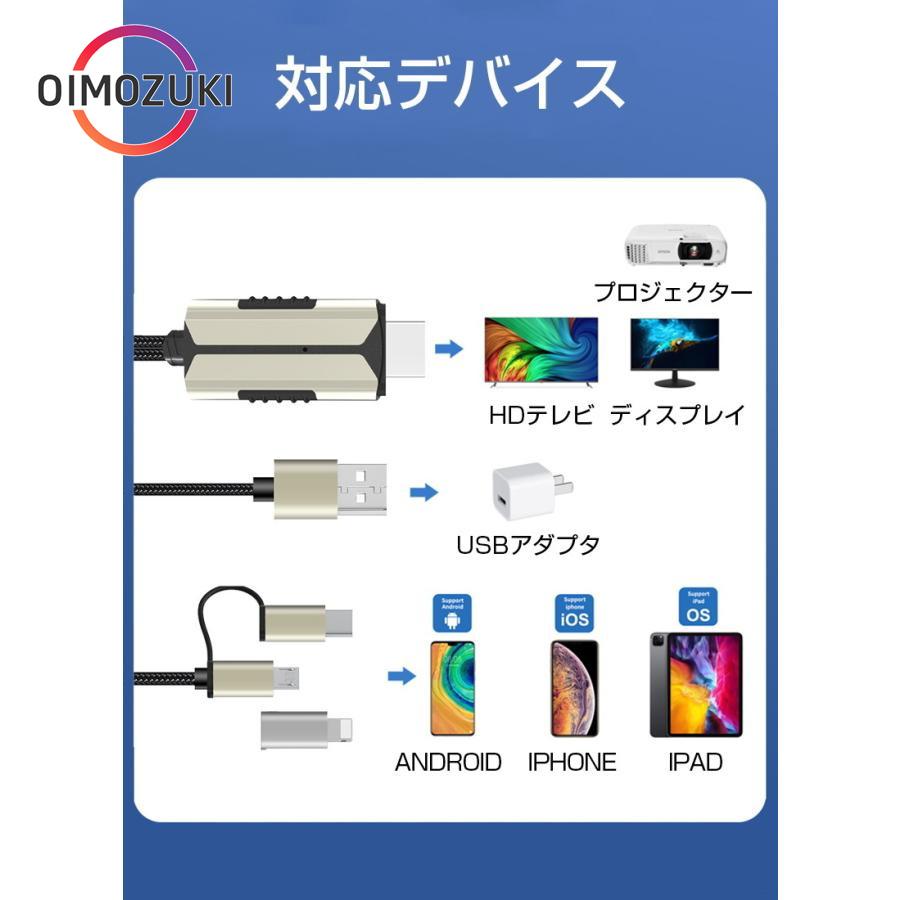 ミラーリングケーブル HDMI変更ケーブル ミラーキャスト Micro Type-C iPhoneコネクター付き ストリーミング端末 テレビにスマホの画面を映す｜oimozukistore｜18
