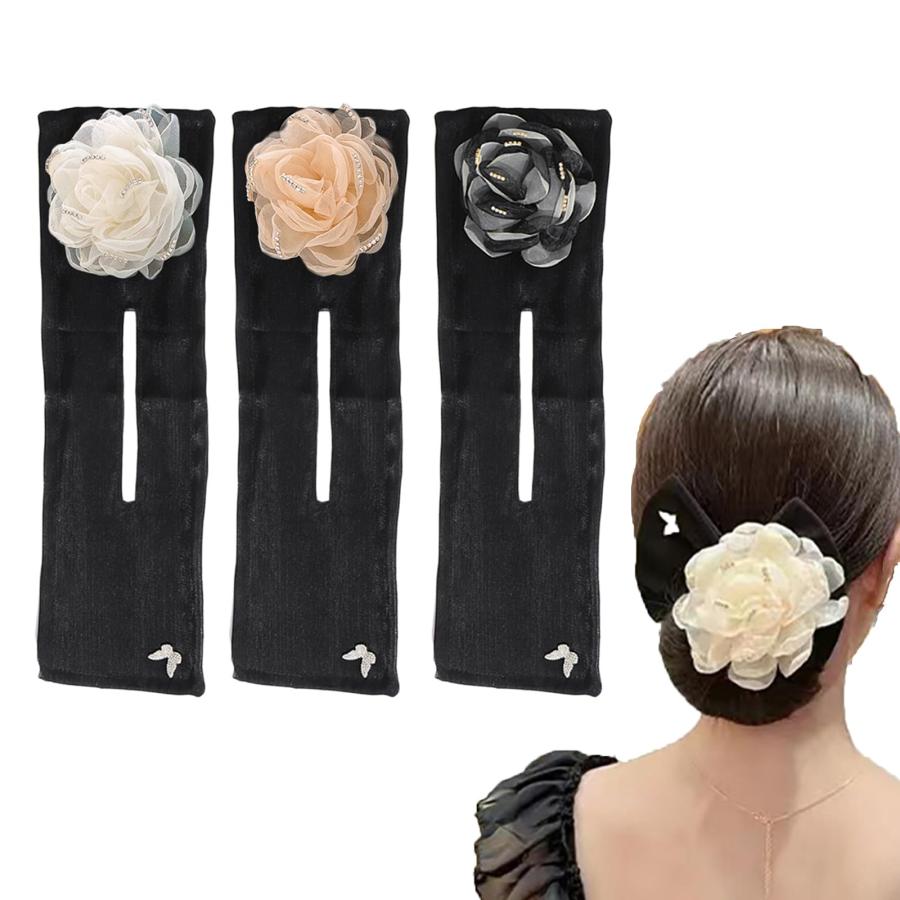 秋デザイン バラの花びら入り オレンジ肉球ヘアゴム