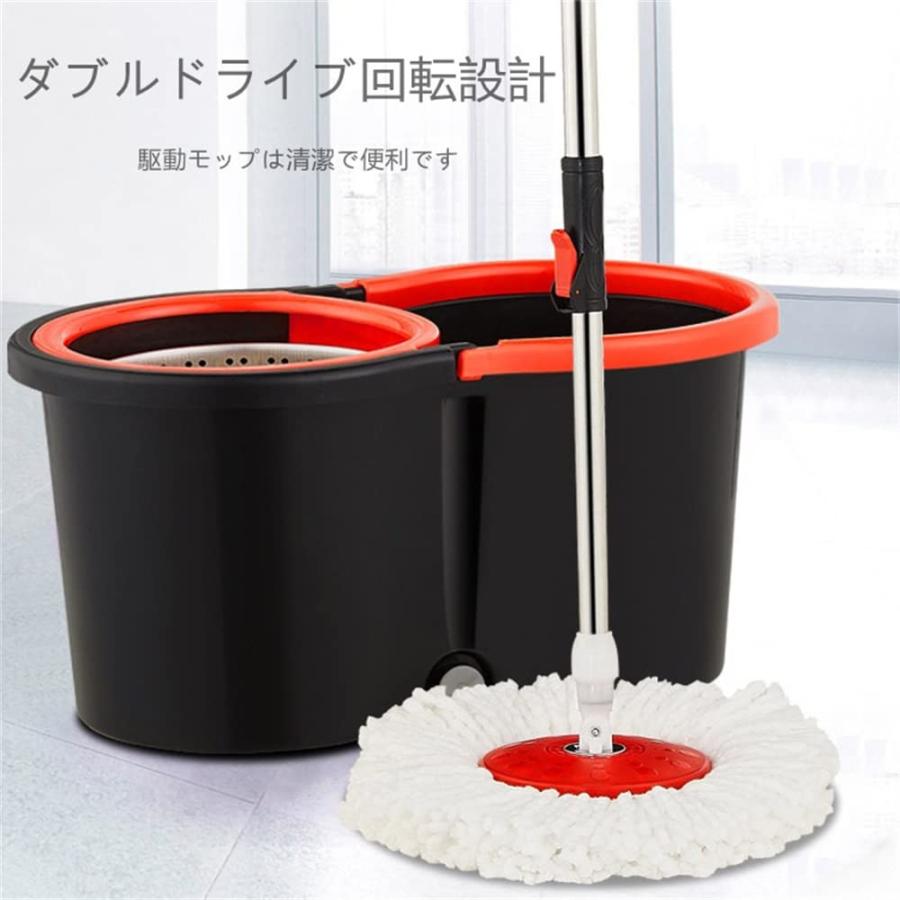回転モップ フロアモップ 床掃除モップ バケツ付き スペアモップ