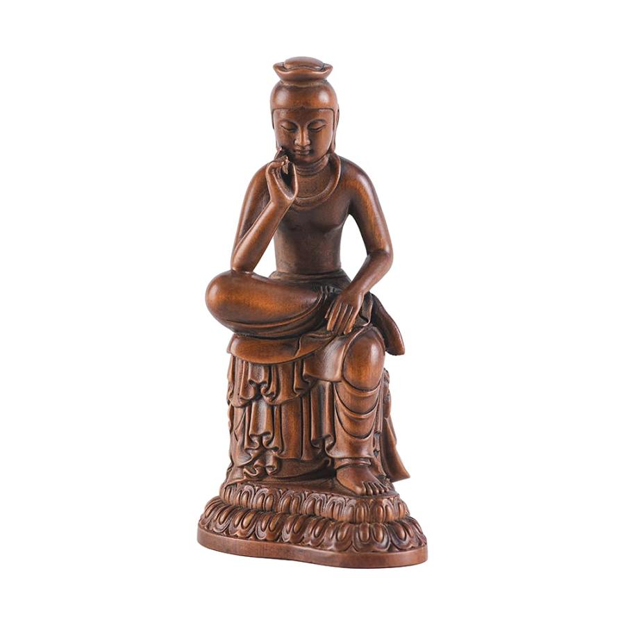 仏像 弥勒菩薩 半跏思惟像 木彫り 仏壇仏像 置物 桧木製 古美色 仏像 弥勒菩薩 半跏思惟像 木彫り 仏壇仏像 置物 桧木製 古美色