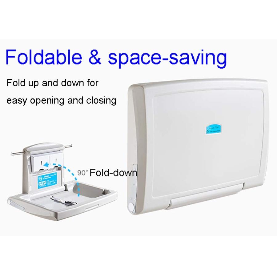 おむつ交換台 壁掛け - 商業トイレ、20 kgの負荷のための安全ストラップ付き横置き折りたたみ式おむつ交換台 おむつ交換台 壁掛け 商業トイレ kgの負荷のための安全ストラップ付き横置き折りたたみ式おむつ交換台