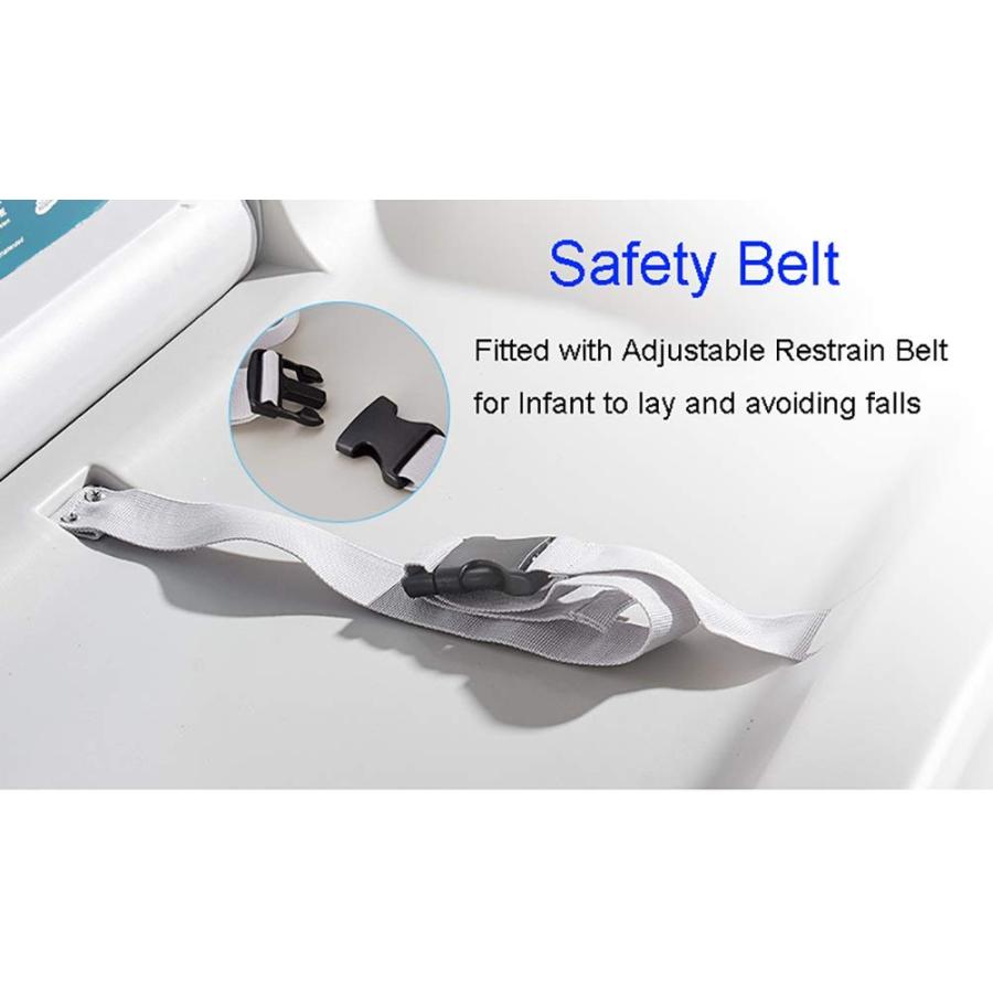 おむつ交換台 壁掛け - 商業トイレ、20 kgの負荷のための安全ストラップ付き横置き折りたたみ式おむつ交換台 おむつ交換台 壁掛け 商業トイレ kgの負荷のための安全ストラップ付き横置き折りたたみ式おむつ交換台