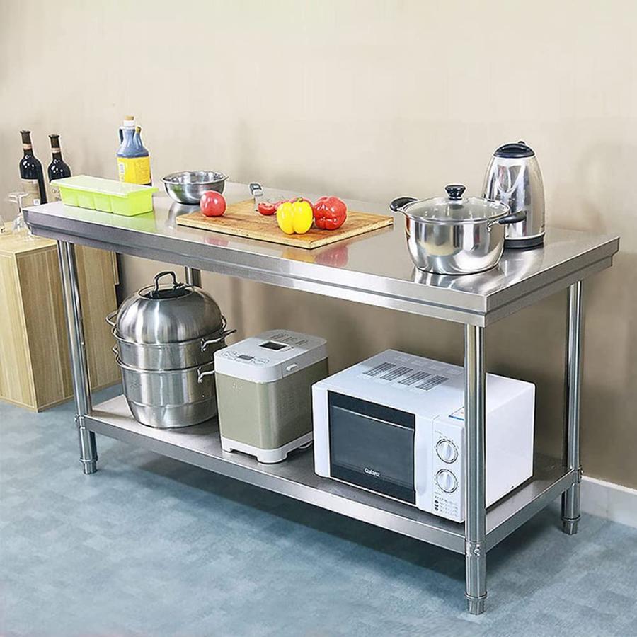 業務用ステンレス作業台 キッチン台 2段ステンレステーブル 業務用ステンレス作業台 キッチン台 2段ステンレステーブル