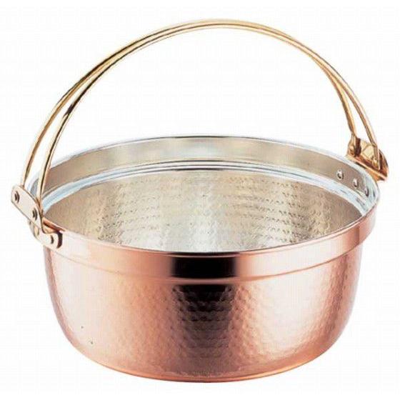 387-08 SW 銅吊る付料理鍋 48cm 128017920 特大 槌目仕上げ製菓用