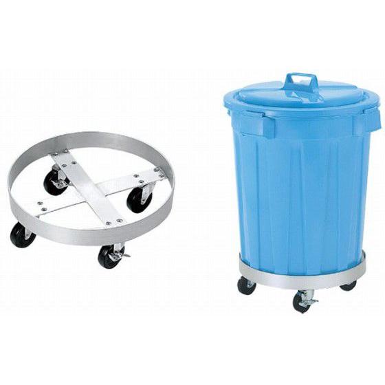 【ゴミ箱、ダストボックス】788-09 アルミペール 台車 60リットル用 241000190★送料込