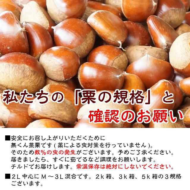 初回限定 栗 茨城県 生栗 くり クリ 鶴井さんちの 無燻蒸 2kg箱 ギフト 丹沢 大峰 出雲 贈り物 産地直送