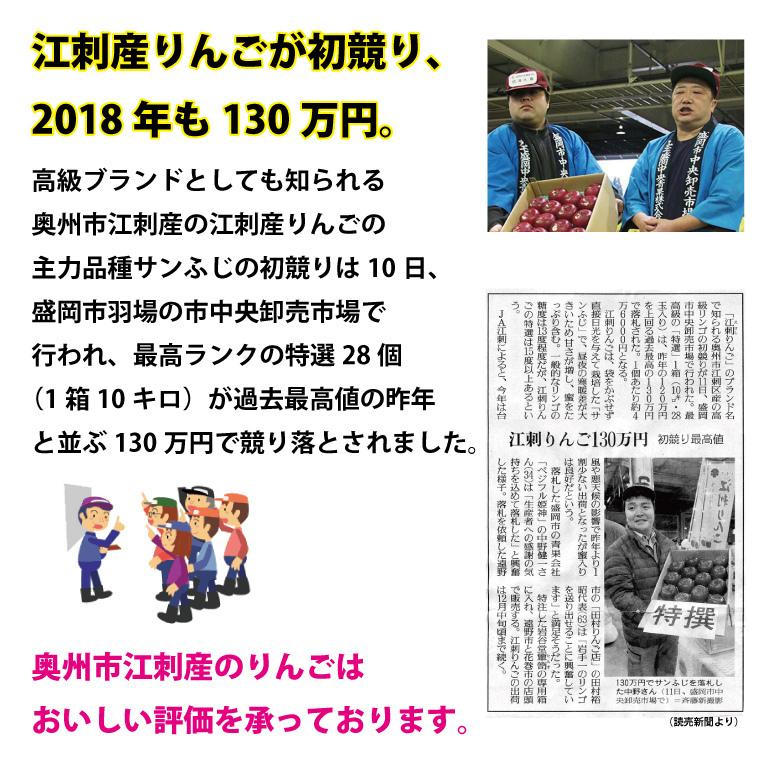 岩手県 江刺産 サンふじ (訳あり、大玉から小玉、約24コから 岩手県 江刺産 サンふじ (訳あり、大玉から小玉、約24コから