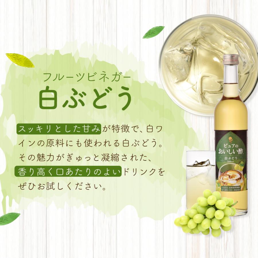 おいしい酢フルーツビネガー 白ぶどう 日本自然発酵 500ml×3本 お酢