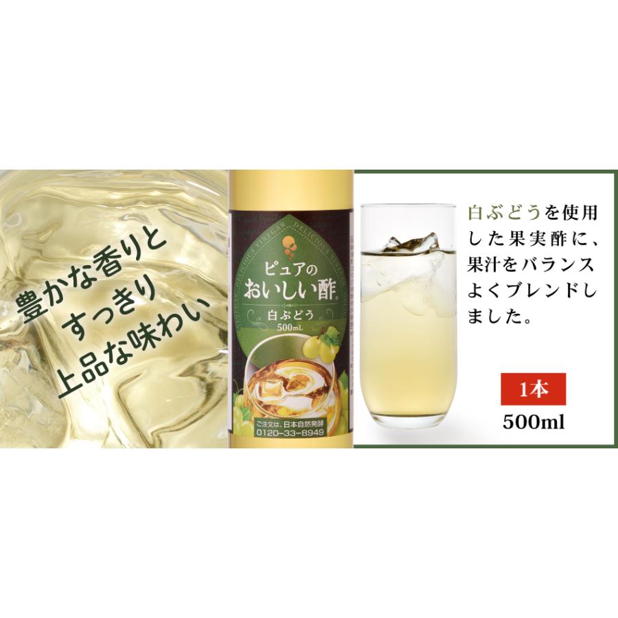 おいしい酢フルーツビネガー 白ぶどう 日本自然発酵 500ml×6本 お酢飲料 フルーツビネガー 果実酢 飲む酢 ビネガードリンク ドリンク｜oisi｜02