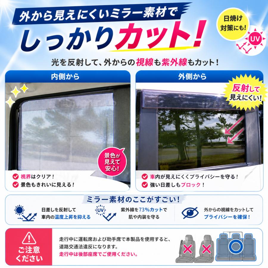 サンシェード 車 サイド マグネット カーテン 運転席 後部座席用 リア 遮光 日よけ 日除け 車中泊 UVカット おしゃれ | ブランド登録なし | 12