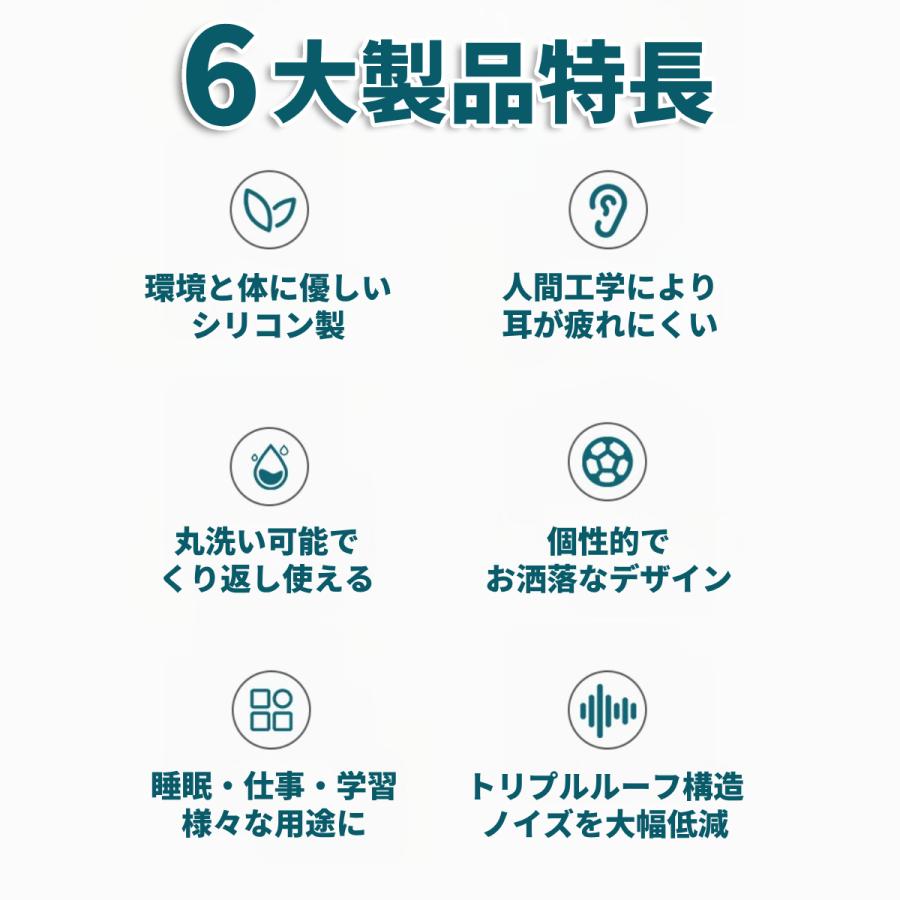 耳栓 睡眠用 高性能 遮音 ノイズキャンセリング シリコン 勉強 ケース付き 安眠 飛行機 防音 痛くない 気圧 安眠 | ブランド登録なし | 08