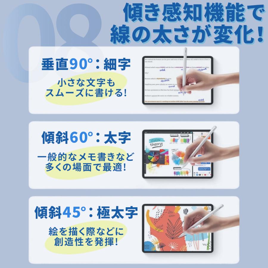 ipad タッチペン 極細 Type-C USB 充電 電池不要 残量表示 傾き感知 スタイラスペン 第7 8 9 10 世代 Air3 Air4 Air5 Mini5 Mini6 Pro パームリジェクション | ブランド登録なし | 10