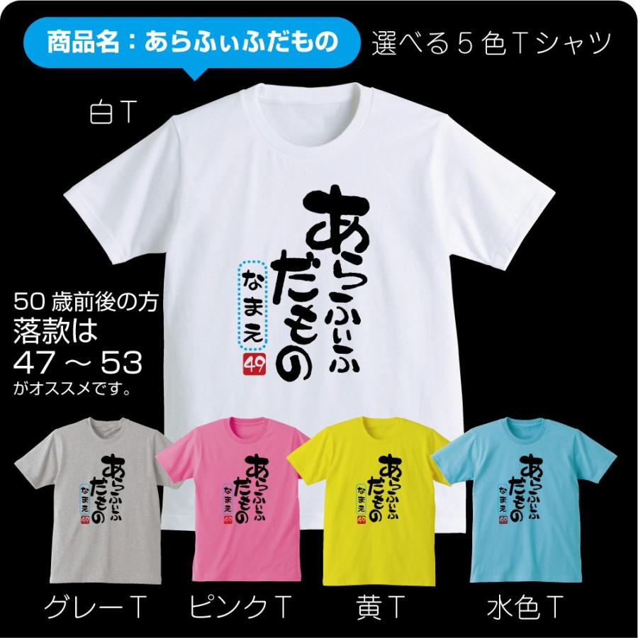 名入れ 五十路 五十代 アラフィフ Tシャツ ( 選べる5色 50代 だものシリーズ ) 50歳 プレゼント 誕生日 バースデー メンズ レディース/M4/（DMT） シャレもん｜oiwaidept｜04