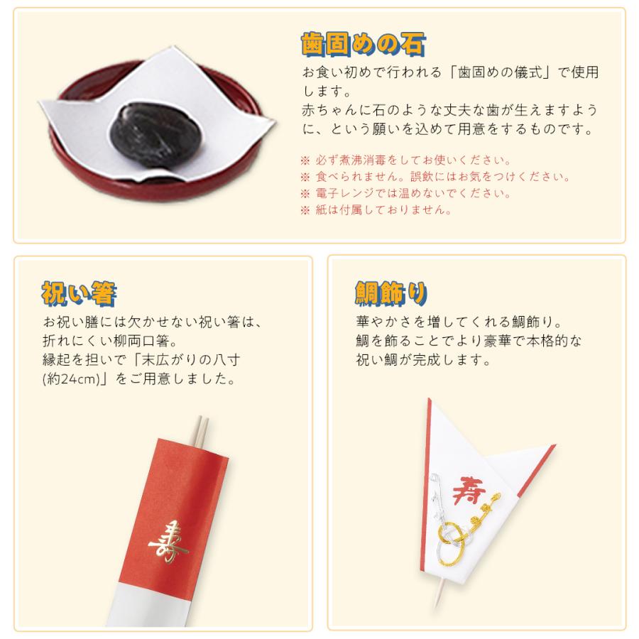 お食い初め ベビ鯛ももかBOX お重1段に盛り付け済 お食い初めセット 料理 鯛 お祝い 国産真鯛 盛付不要 男の子 女の子 送料無料の画像