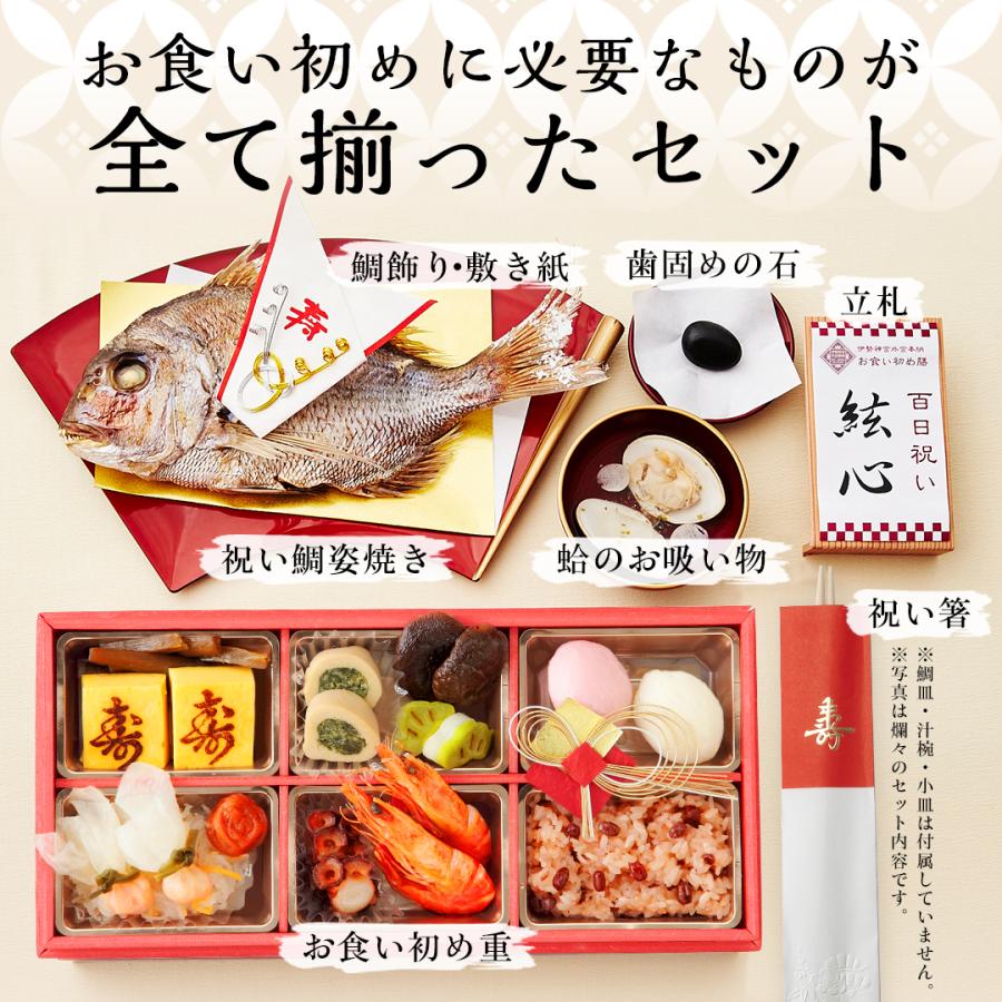 【最大500円OFF】クーポン！お食い初め 料理セット 伊勢神宮外宮奉納お食い初め膳 燦々煌 使い切り食器付 盛付済 レンジOK｜oiwaizen｜08