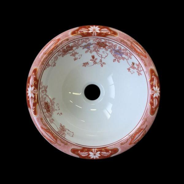 手洗い器 おしゃれ 有田焼 錦鉄線花絵 丸型 φ300_1
