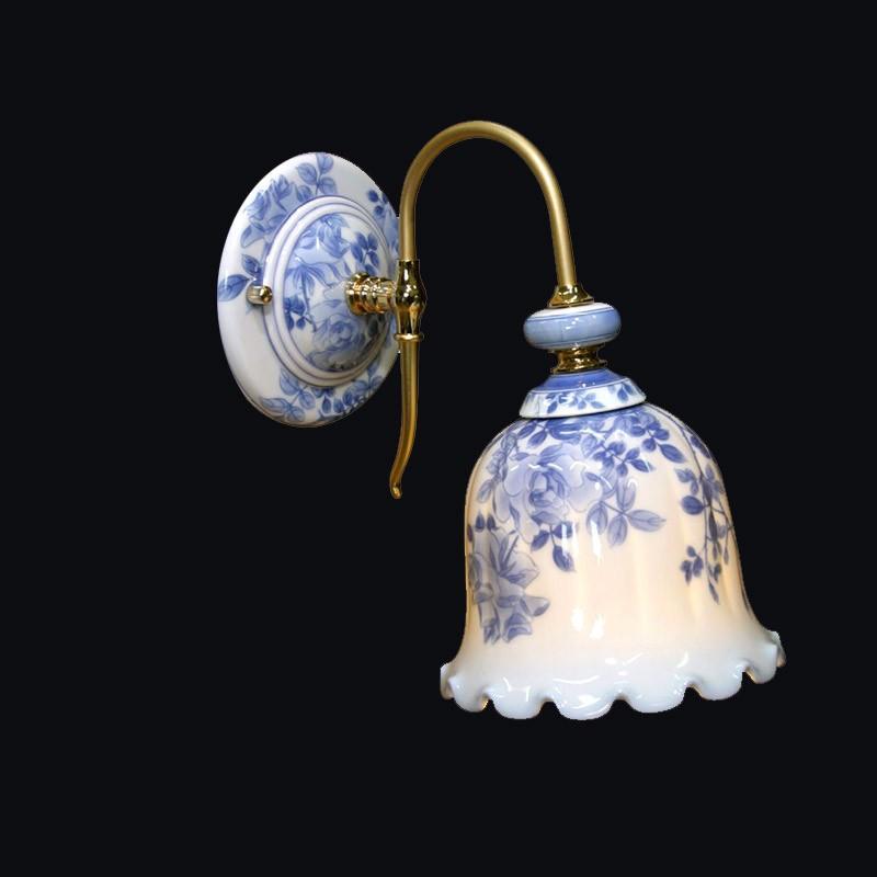 ライト・照明 【希少/美品】アンティーク調 陶器製 壁掛けランプ バラ