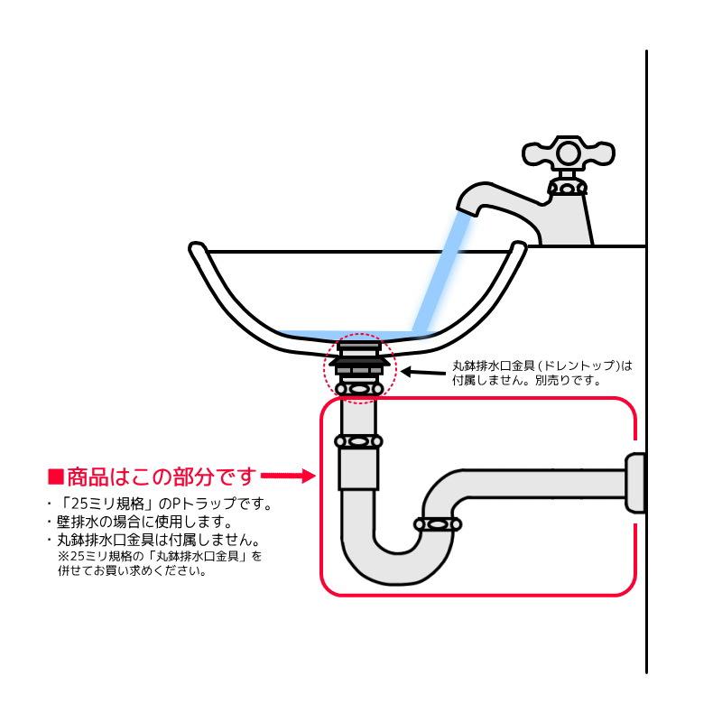 EP17122-NDT 壁排水用トラップ管 Essence 丸鉢無しPトラップ25（ブロンズ／エイジング） エッセンス イブキクラフト