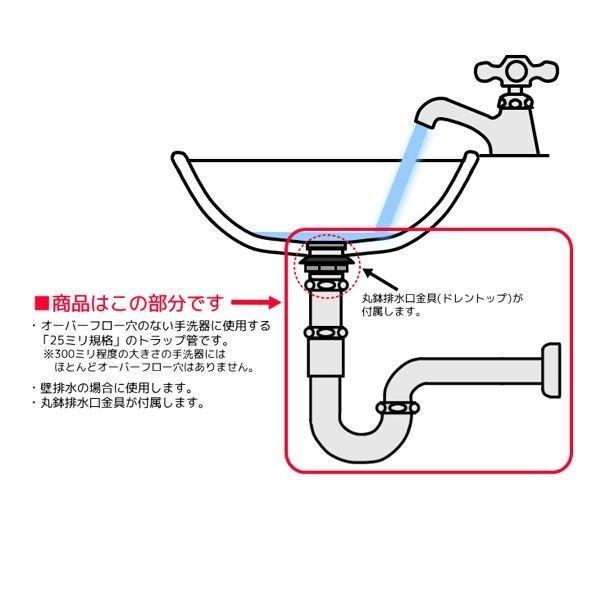 排水管 エッセンス 丸鉢付 Pトラップ 25mm クロム 壁排水 排水金具 排水栓 排水目皿 トラップ管 EP17120_1