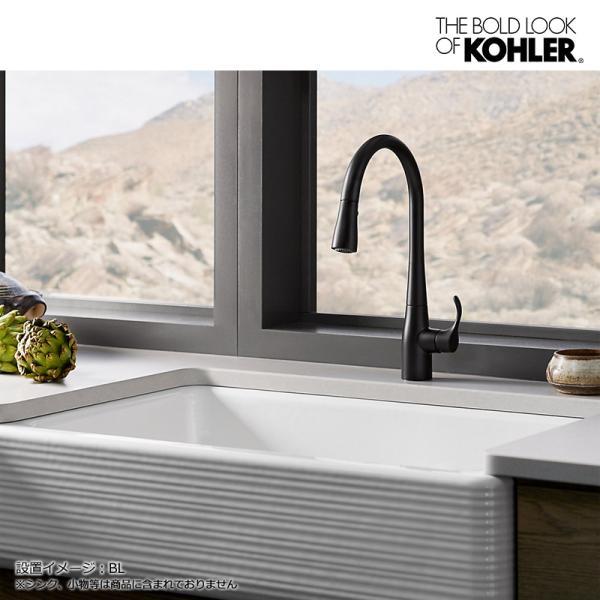 在庫あり 正規輸入品 KOHLER コーラー K-596-BL 混合栓 シンプライス キッチン 蛇口 シャワー機能付き 水栓 おしゃれ マット ...