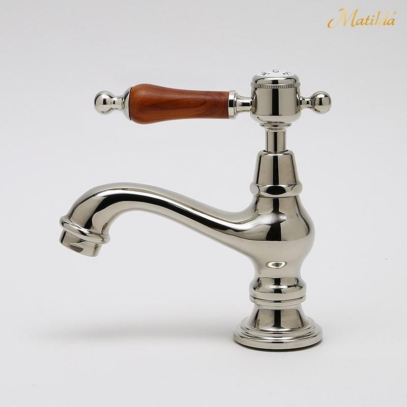 限定品 Matilda アンティーク調 水栓 サブリナ・ネオCL ウッドレバーレバー（ニッケル ブラス ブロンズ） 可愛い 単水栓 手洗い トイレ 蛇口_4