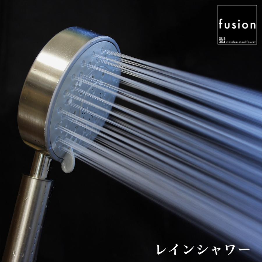 シャワーヘッド fusion 5way ステンレス・ラウンド・ラージシャワーヘッド ミスト マッサージ シャワー バスルーム 浴室用具 洗面所用品 SSB036の画像