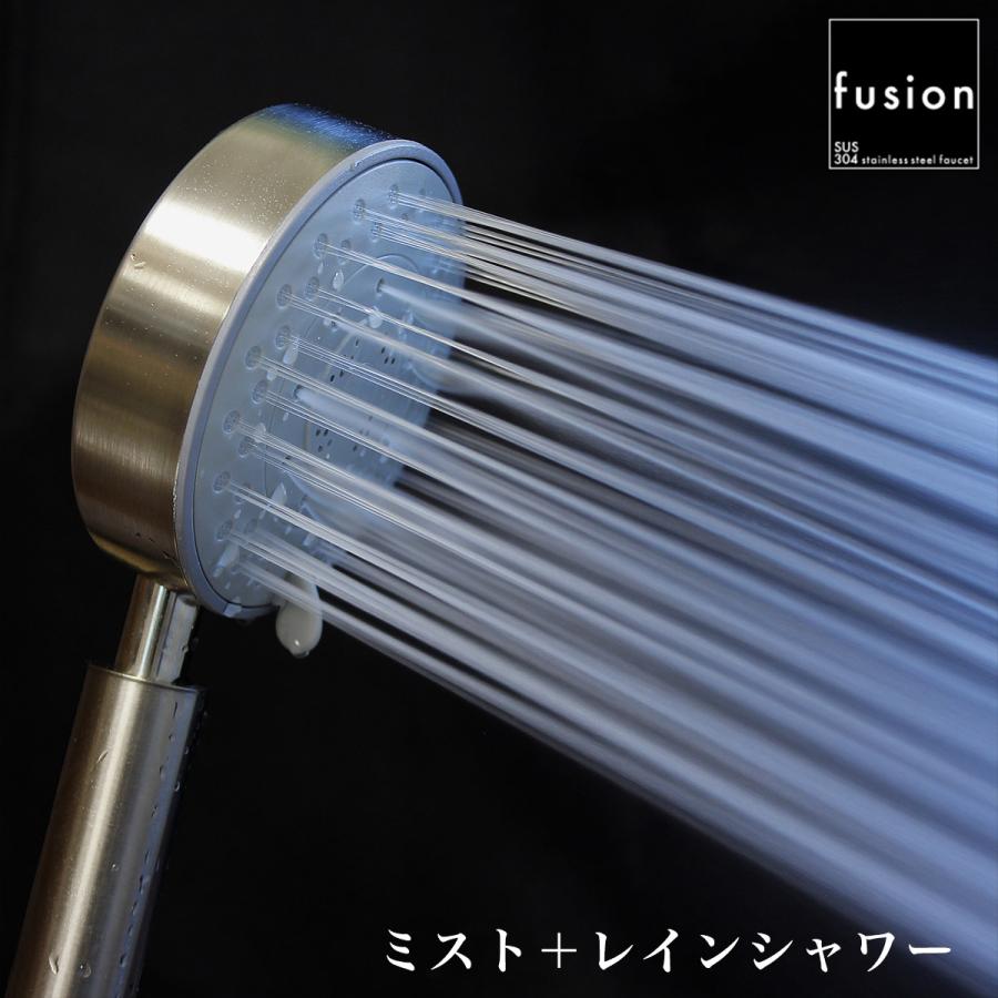 シャワーヘッド fusion 5way ステンレス・ラウンド・ラージシャワーヘッド ミスト マッサージ シャワー バスルーム 浴室用具 洗面所用品 SSB036の画像