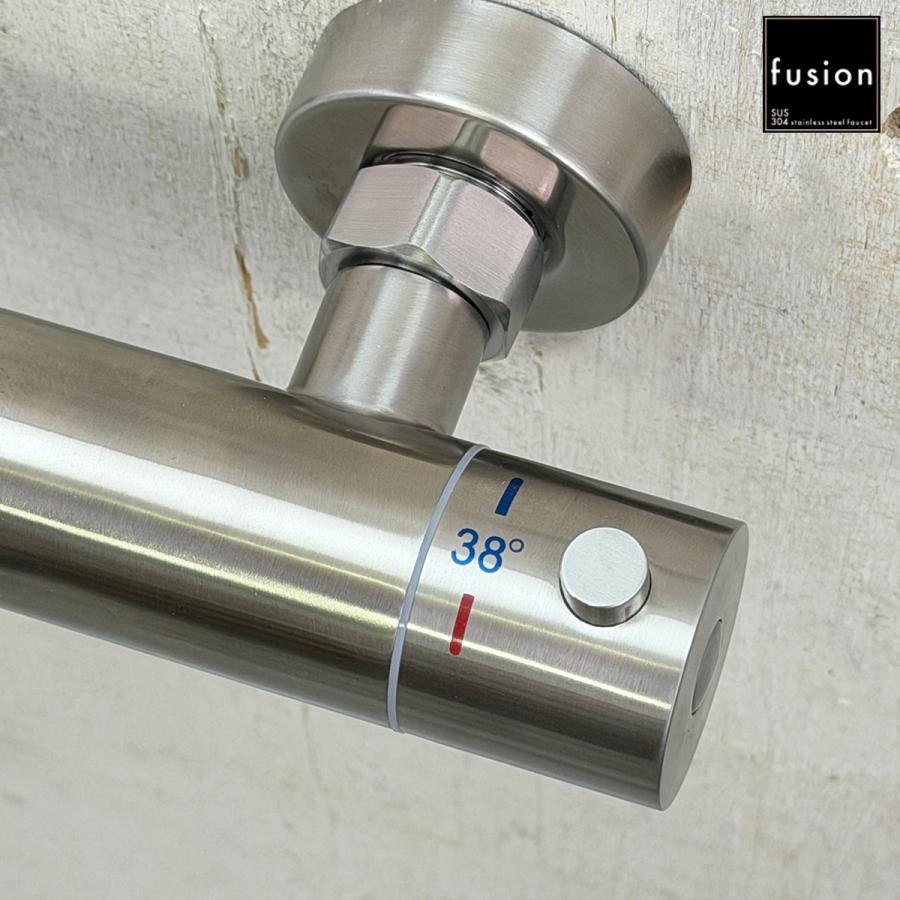 シャワー バス水栓 fusion SUS304 ステンレス サーモスタットシャワー壁付混合栓 浴室水栓 浴室用設備 混合水栓 ショートクランク SSB285-SC