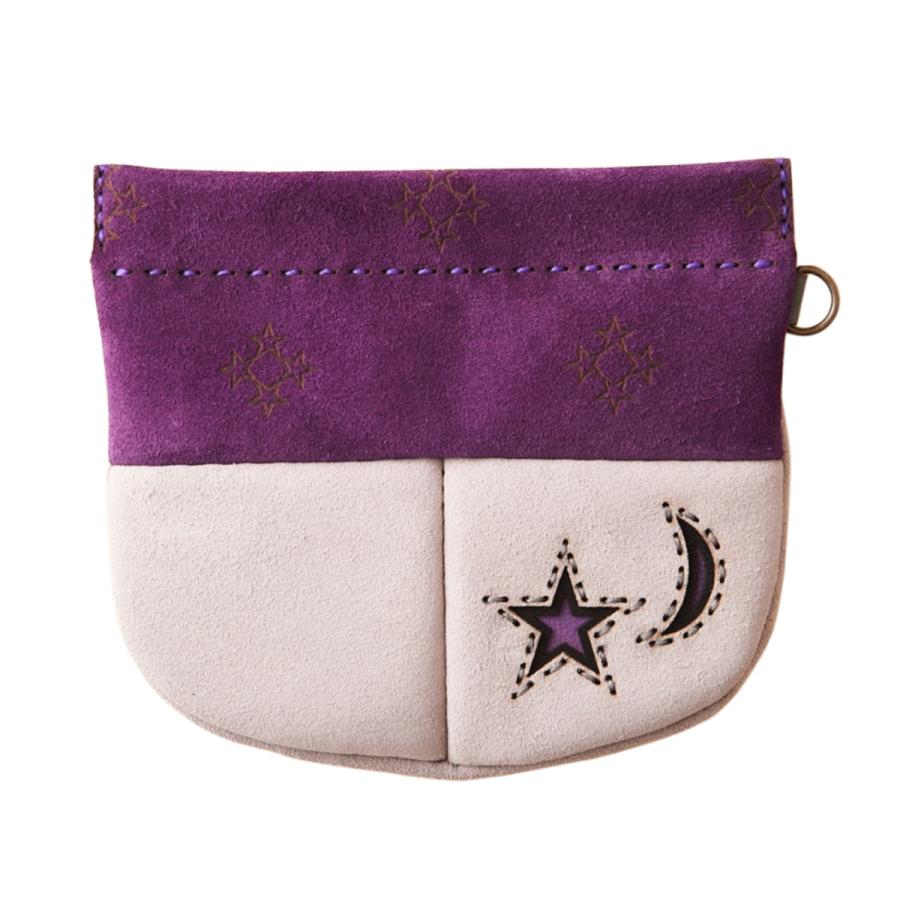 オジャガデザイン】星と月の刺繍レザーポーチ カラフル【未使用