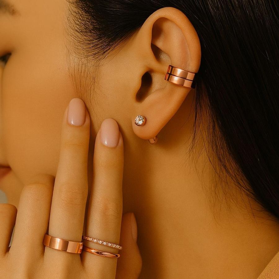 純銅 銅製 イヤーカフ イヤリング ピアス アクセサリー リング