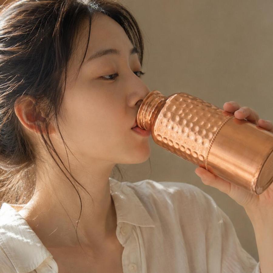 銅製 銅水筒 500ml 小さめ ウォーターボトル セット アーユルベーダ