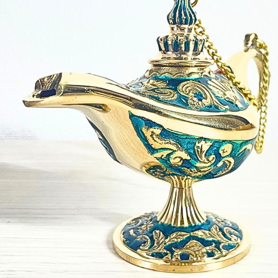 魔法のランプ オイルランプ ブルー ゴールド グリーン 真鍮製