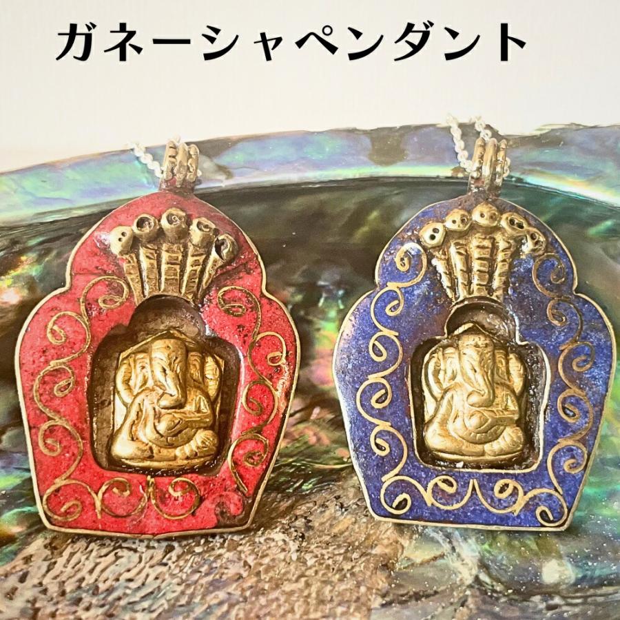 値下げ⤵️ ネパールの商売繁盛の神様ガネーシャのタペストリー ガネーシャ ペンダント ネックレス シルバー925 レッド ブルー