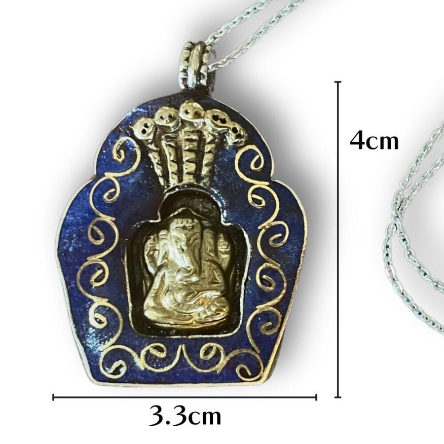 ガネーシャ ペンダント ネックレス シルバー925 レッド ブルー お守り