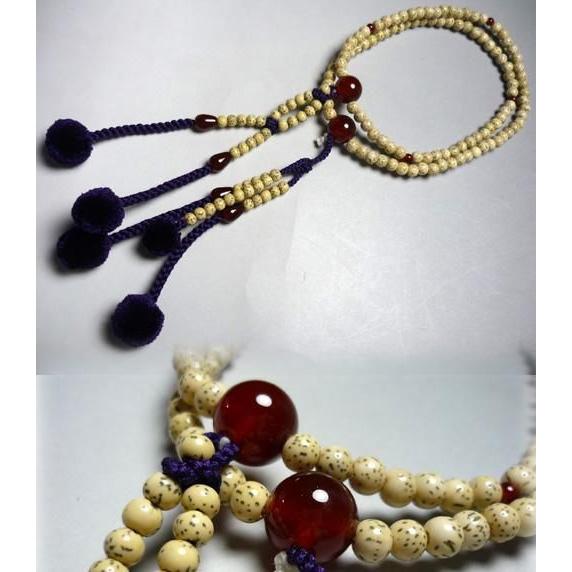 女性用お数珠　星月菩提樹瑪瑙仕立て　絹棒房　法華宗