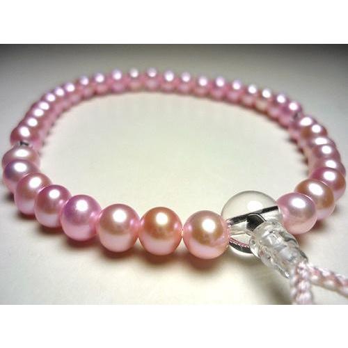 人気商品を安く販売 女性用のお数珠 ピンク淡水パール水晶仕立