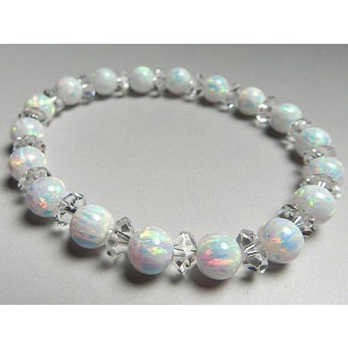 京都オパール 7mm玉ブレスレット 水晶切子コンビ仕立て 京都オパール 7mm玉ブレスレット 水晶切子コンビ仕立て
