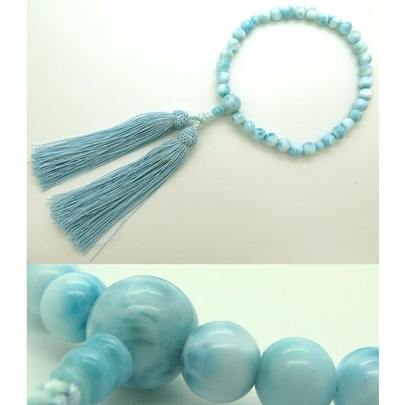 数珠 女性用 ラリマー ８ｍｍ玉 共仕立て 空色房 限定品 Epsi Rating Com