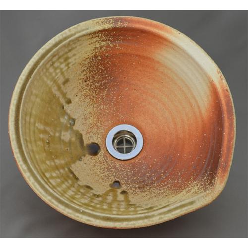 重蔵窯 洗面ボウル 利休信楽焼手洗い鉢 炎杉灰 001-31 洗面化粧台 送料