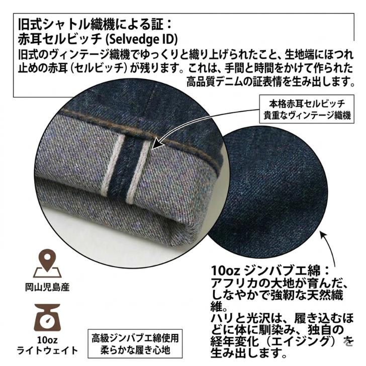 児島ジーンズ 10ozジンバブエセルビッチワイド KOJIMA GENES RNB-100W